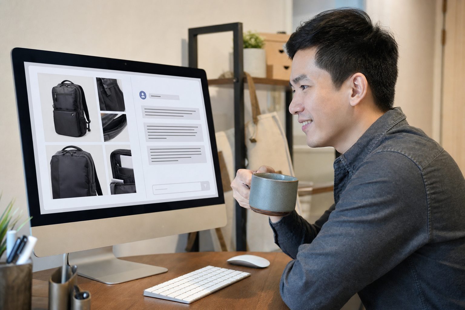 AI 智能助手插畫:AI 寫商品描述、翻譯、圖片分析